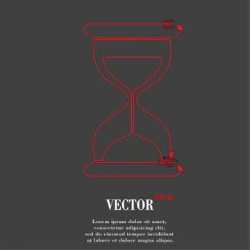 Sand clock. Glass timer . Flat modern web button and space for your text Illustrazione stock