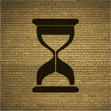 Sand clock. Glass timer . Flat modern web button and space for your text 스톡 일러스트