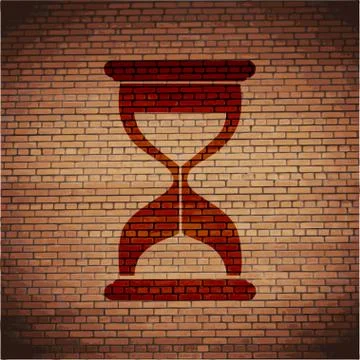 Sand clock. Glass timer . Flat modern web button and space for your text Illustrazione stock