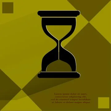 Sand clock. Glass timer . Flat modern web button with long shadow and space for Illustrazione stock