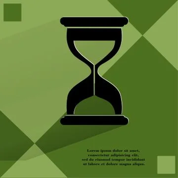 Sand clock. Glass timer . Flat modern web button with long shadow and space for Illustrazione stock