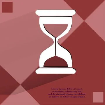 Sand clock. Glass timer . Flat modern web button with long shadow and space for 스톡 일러스트