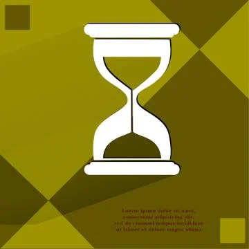 Sand clock. Glass timer . Flat modern web button with long shadow and space for Illustrazione stock