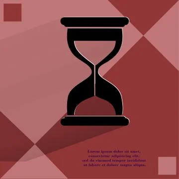 Sand clock. Glass timer . Flat modern web button with long shadow and space for Stock Illustration