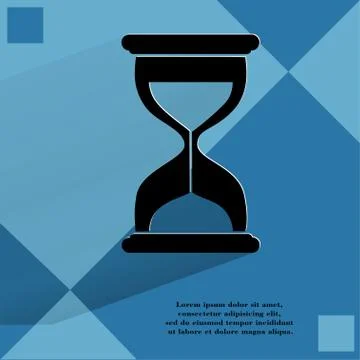 Sand clock. Glass timer . Flat modern web button with long shadow and space for Stock Illustration