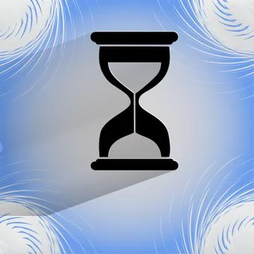 Sand clock. Glass timer . Flat modern web button with long shadow and space for Stock Illustration