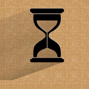 Sand clock. Glass timer . Flat modern web button with long shadow and space for Stock Illustration