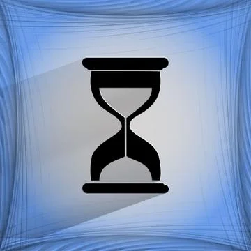 Sand clock. Glass timer . Flat modern web button with long shadow and space for Illustrazione stock