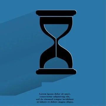 Sand clock. Glass timer . Flat modern web button with long shadow and space for イラスト素材