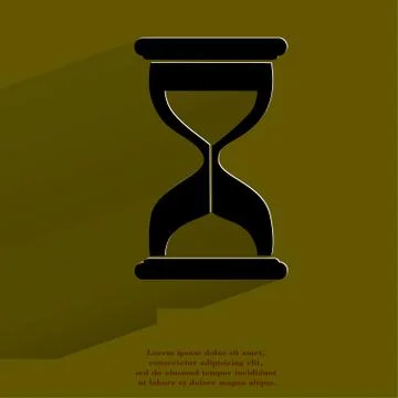 Sand clock. Glass timer . Flat modern web button with long shadow and space for Illustrazione stock