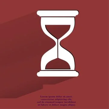 Sand clock. Glass timer . Flat modern web button with long shadow and space for Illustrazione stock
