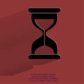 Sand clock. Glass timer . Flat modern web button with long shadow and space for Illustrazione stock