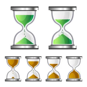 Sand Clock Glass Timer Icons on White Background. Vector Stock Illustration