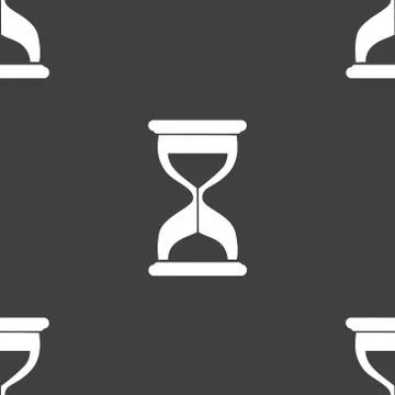 Sand clock Glass timer web icon. flat design. Seamless gray pattern. 스톡 일러스트