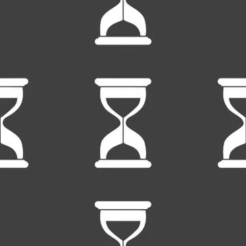 Sand clock Glass timer web icon. flat design. Seamless gray pattern. Stockillustratie