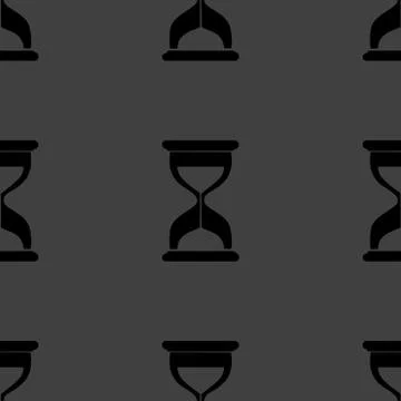 Sand clock Glass timer web icon. flat design. Seamless gray pattern. 스톡 일러스트