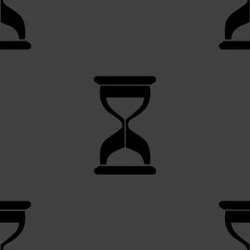 Sand clock Glass timer web icon. flat design. Seamless gray pattern. 스톡 일러스트