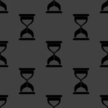 Sand clock Glass timer web icon. flat design. Seamless gray pattern. 스톡 일러스트