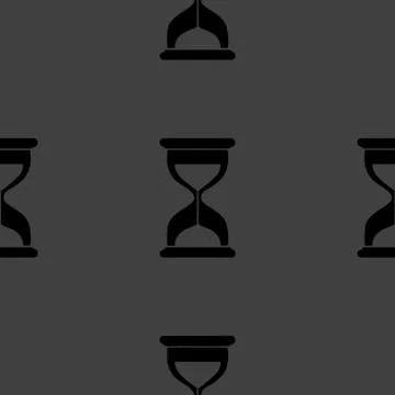 Sand clock Glass timer web icon. flat design. Seamless gray pattern. 스톡 일러스트