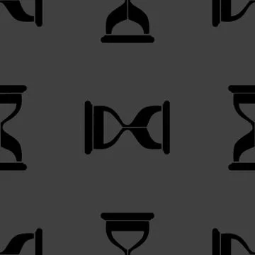 Sand clock Glass timer web icon. flat design. Seamless gray pattern. Stock Illustration
