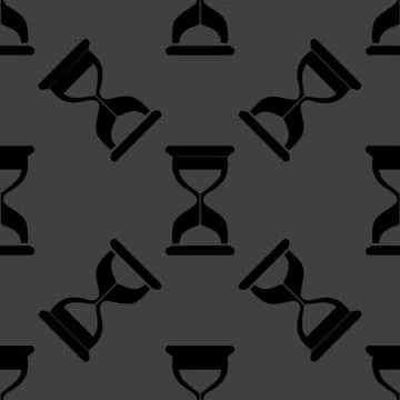 Sand clock Glass timer web icon. flat design. Seamless gray pattern. 库存插图