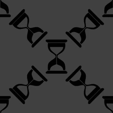Sand clock Glass timer web icon. flat design. Seamless gray pattern. 스톡 일러스트
