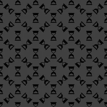 Sand clock Glass timer web icon. flat design. Seamless gray pattern. Stock Illustration