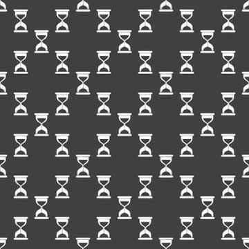Sand clock Glass timer web icon. flat design. Seamless gray pattern. 스톡 일러스트