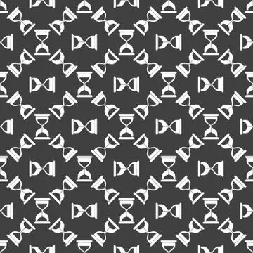 Sand clock Glass timer web icon. flat design. Seamless gray pattern. Illustrazione stock