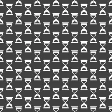Sand clock Glass timer web icon. flat design. Seamless gray pattern. Stock Illustration
