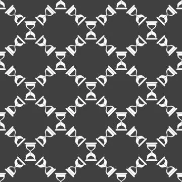 Sand clock Glass timer web icon. flat design. Seamless gray pattern. Stock Illustration