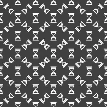 Sand clock Glass timer web icon. flat design. Seamless gray pattern. 스톡 일러스트