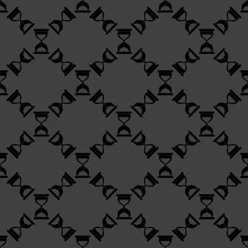 Sand clock Glass timer web icon. flat design. Seamless gray pattern. Illustrazione stock
