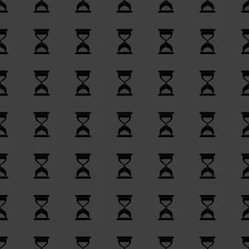 Sand clock Glass timer web icon. flat design. Seamless gray pattern. Stock Illustration