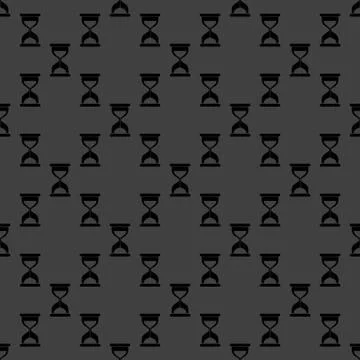 Sand clock Glass timer web icon. flat design. Seamless gray pattern. 스톡 일러스트