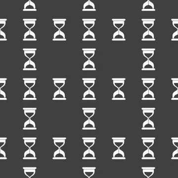 Sand clock Glass timer web icon. flat design. Seamless gray pattern. Illustrazione stock