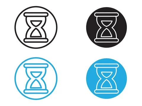 Sand clock icon black and white vector outline sign Stock Illustration