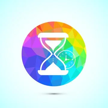 Sand clock icon design illustration. Hourglass symbol, Time measuring sign,.. Ilustración de archivo