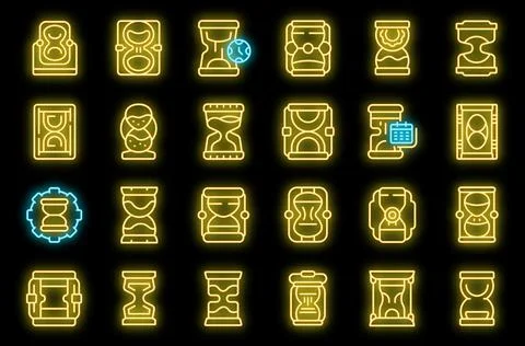 Sand clock icons set vector neon Illustrazione stock