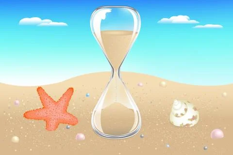 Sand clock on seaside Stock Illustration