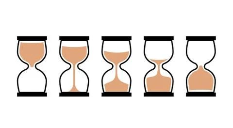 Sand clock time icon. Hour glass sand watch timer. Hourglass illustration flat Stock Illustration