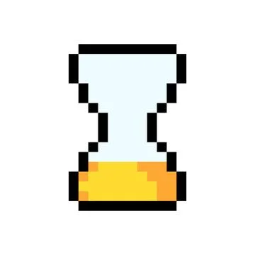 Sand clock timer countdown wait loading icon pixel art style game asset yellow 스톡 일러스트