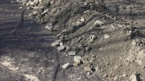 Sand concrete cement mixture is laid on the road surface. Stock-Footage 331985332