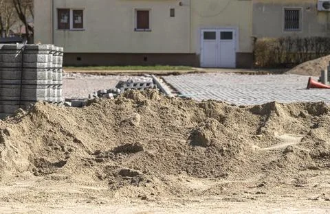 Sand for a construction site in progress Foto stock