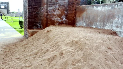 Sand for Construction Work in Old Fort Restoration Stock Footage 330669602