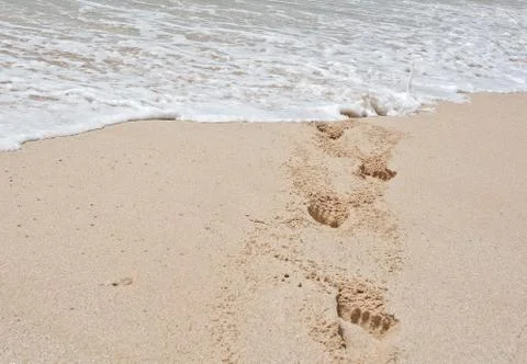 Sand with deep footprints Foto stock