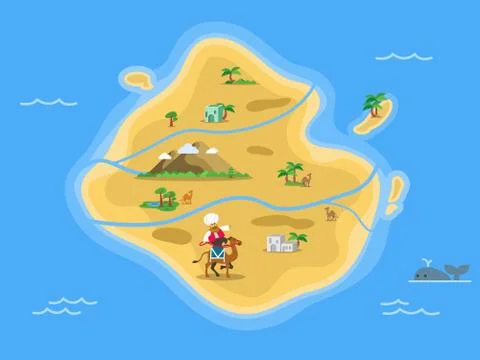 Sand Desert Island Map Stock Illustration