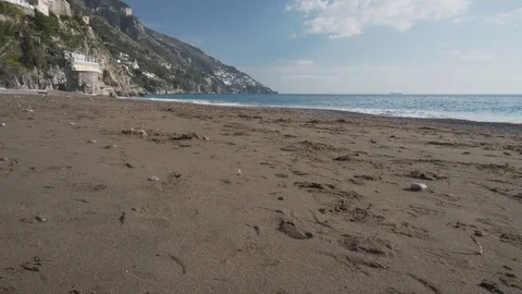 Sand on deserted beach in Positano Stock Footage 108253045