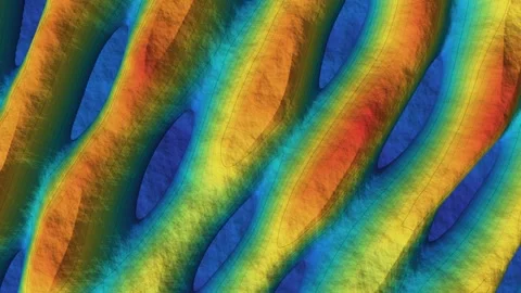 Sand Dune Field Elevation Model Spectral Tint Contour Lines Nadir Aerial Stock Footage 343381763