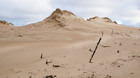 Sand Dunes and Cloudy Sky By The Baltic Sea Stock Footage 239910998